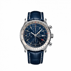 Breitling Navitimer 1 Chronograph GMT Stainless Steel / Blue / Croco / Pin A24322121C2P1