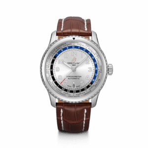 Breitling Navitimer 8 B35 Automatic Unitime 43 Stainless Steel / Silver / Brown Croco / Folding AB3521U01G1P3