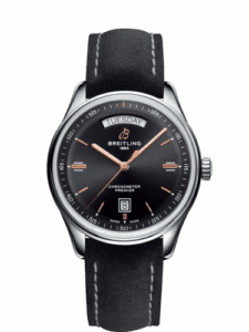 Breitling Premier Automatic Day & Date 40 Stainless Steel / Black / Nubuck Anthracite / Folding A45340241B1X1