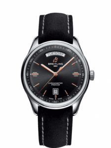 Breitling Premier Automatic Day & Date 40 Stainless Steel / Black / Nubuck Black / Folding A45340241B1X2