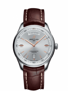 Breitling Premier Automatic Day & Date 40 Stainless Steel / Silver / Croco Brown / Tang A45340211G1P2