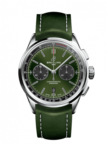 Breitling Premier B01 Chronograph 42 Bentley Stainless Steel / Green / Calf / Folding AB0118A11L1X1