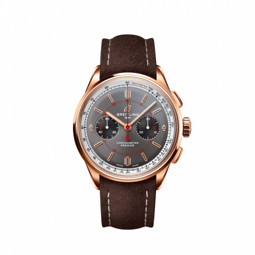 Breitling Premier B01 Chronograph 42 Red Gold / Grey / Nubuck / Wheels & Waves RB0118A31B1X1
