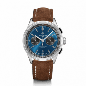 Breitling Premier B01 Chronograph 42 Stainless Steel / Blue / Brown Nubuck / Folding AB0118A61C1X1