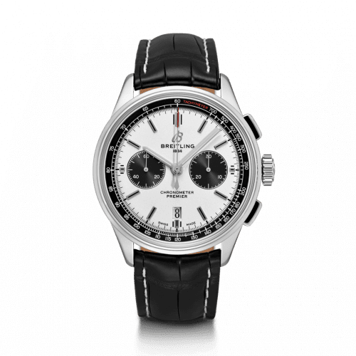 Breitling Premier B01 Chronograph 42 Stainless Steel / Silver / Croco / Folding AB0118221G1P1