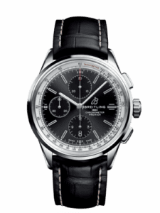 Breitling Premier Chronograph 42 Stainless Steel / Black / Croco Black / Folding A13315351B1P1