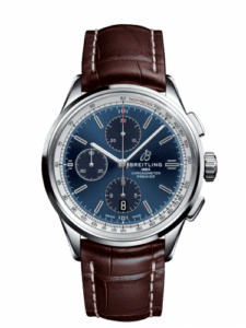 Breitling Premier Chronograph 42 Stainless Steel / Blue / Croco Brown / Folding A13315351C1P1