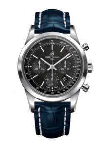 Breitling Transocean Chronograph Stainless Steel / Black / Croco / Folding AB015212/BA99/732P/A20D.1