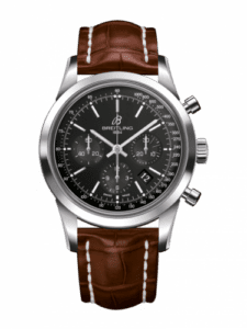 Breitling Transocean Chronograph Stainless Steel / Black / Croco / Folding AB015212/BA99/738P/A20D.1