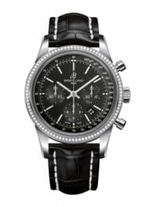Breitling Transocean Chronograph Stainless Steel / Diamond / Black / Croco AB015253.BA99.743P