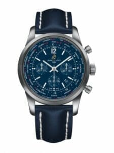 Breitling Transocean Chronograph Unitime Pilot Stainless Steel / Blue / Calf AB0510U9|C879|101X