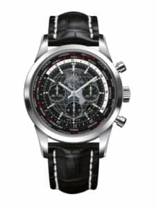 Breitling Transocean Chronograph Unitime Stainless Steel / Black / Croco AB0510U4.BE84.760P