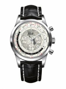 Breitling Transocean Chronograph Unitime Stainless Steel / Silver / Croco AB0510U0.A790.760P.
