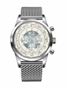 Breitling Transocean Chronograph Unitime Stainless Steel / Silver / Milanese AB0510U0.A732.152A
