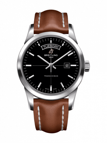 Breitling Transocean Day & Date Stainless Steel / Black / Calf / Pin A4531012/BB69/433X/A20BA.1