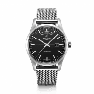 Breitling Transocean Day & Date Stainless Steel / Black / Milanese A45310121B1A1