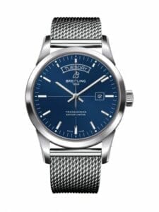 Breitling Transocean Day & Date Stainless Steel / Blue / Milanese A453109T.C921.154A