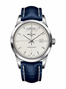 Breitling Transocean Day & Date Stainless Steel / Silver / Croco / Folding A4531012/G751/732P/A20D.1