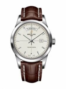 Breitling Transocean Day & Date Stainless Steel / Silver / Croco / Pin A4531012/G751/739P/A20BA.1