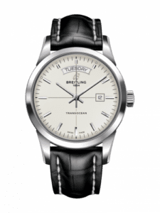 Breitling Transocean Day & Date Stainless Steel / Silver / Croco / Pin A4531012/G751/743P/A20BA.1