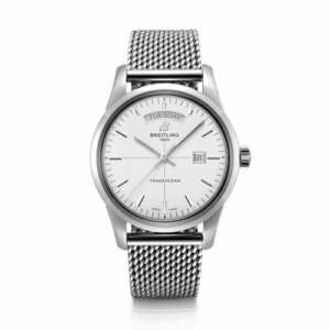 Breitling Transocean Day & Date Stainless Steel / Silver / Milanese A45310121G1A1