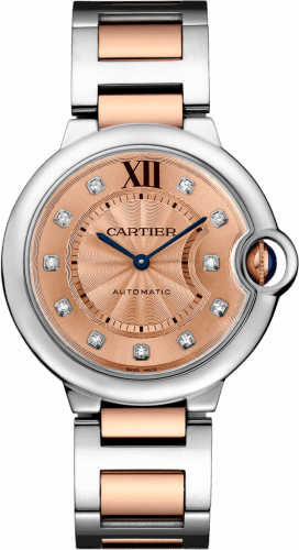 Cartier Ballon Blue de Cartier 36 Automatic Stainless Steel / Pink Gold / Champagne / Bracelet WE902054