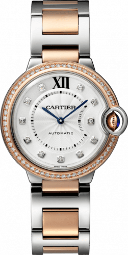 Cartier Ballon Blue de Cartier 36 Automatic Stainless Steel / Pink Gold / Diamonds / Bracelet WE902078