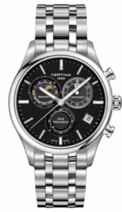 Certina DS-8 Chronograph Moon Phase Stainless Steel / Black / Bracelet C033.450.11.051.00