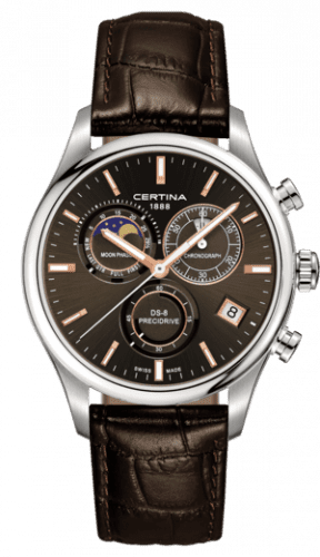 Certina DS-8 Chronograph Moon Phase Stainless Steel / Brown / Strap C033.450.16.081.00