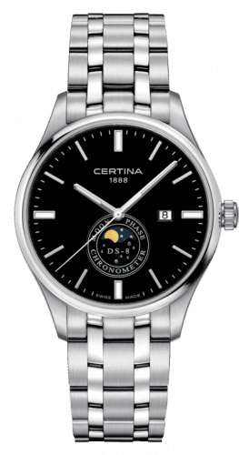 Certina DS-8 Moon Phase Stainless Steel / Black / Bracelet C033.457.11.051.00