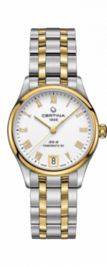 Certina DS-8 Powermatic 80 Lady Stainless Steel / Yellow Gold PVD / White / Bracelet C033.207.22.013.00