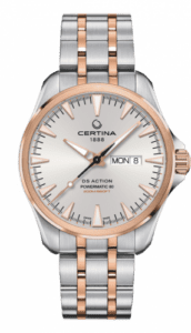 Certina DS Action Powermatic 80 Day-Date Stainless Steel / Rose Gold PVD / Silver / Bracelet C032.430.22.031.00