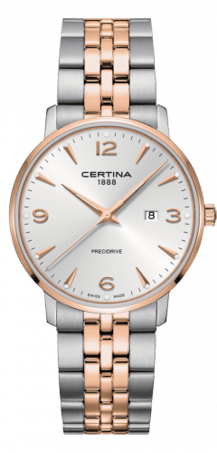 Certina DS Caimano 39 Stainless Steel / Rose Gold PVD / Silver / Bracelet C035.410.22.037.01
