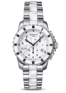 Certina DS First Lady Ceramic Chrono White Bracelet c0142171101101