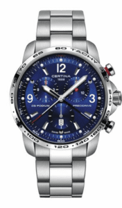 Certina DS Podium Big Size Chrono 1/100 Sec Stainless Steel / Blue / Bracelet C001.647.11.047.00