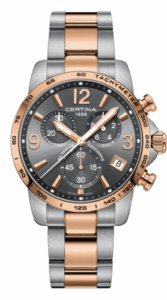 Certina DS Podium Chronograph 1/10 Sec Stainless Steel / Rose Gold PVD / Grey / Bracelet C034.417.22.087.00