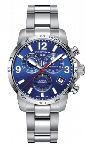 Certina DS Podium Chronograph GMT Stainless Steel / Blue / Bracelet C034.654.11.047.00