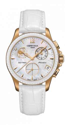 Certina Ds First Lady Chronograph Moon Phase Rose Gold - Ceramic / MOP C030.250.36.106.00