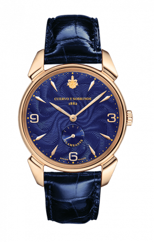Cuervo y Sobrinos Historiador Flameante Rose Gold / Blue / Alligator 3130.9FB