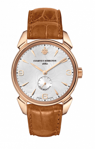 Cuervo y Sobrinos Historiador Flameante Rose Gold / Silver / Alligator 3130.9FA