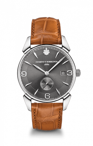 Cuervo y Sobrinos Historiador Segundos Pequeños Vintage Stainless Steel / Black / Alligator 3191.1VGS