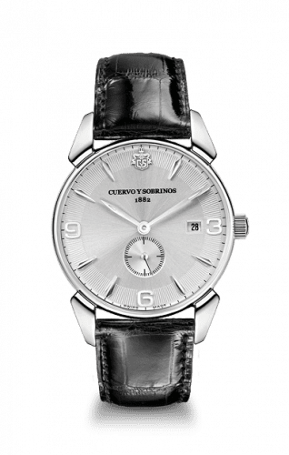 Cuervo y Sobrinos Historiador Segundos Pequeños Vintage Stainless Steel / Silver / Alligator 3191.1VAS