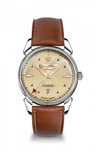 Cuervo y Sobrinos Historiador Tradición Stainless Steel / Salmon / Alligator 3195.1TR.C