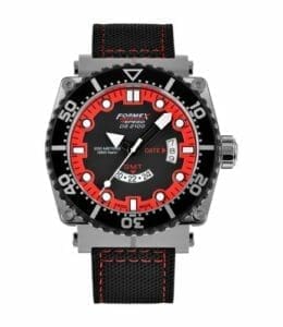 Formex Diver Quartz GMT Black - Red / Calf 2100.3.2072.216
