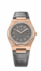 Girard-Perregaux Laureato 34 Quartz Pink Gold / Diamond / Grey / Alligator 80189D52A232-CB6A