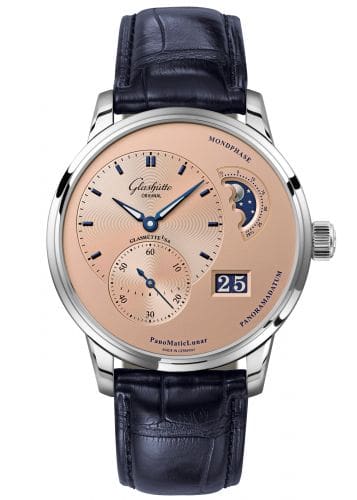 Glashütte Original PanoMatic Lunar Stainless Steel / Rose / Alligator / Folding 1-90-02-12-32-30