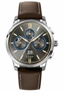 Glashütte Original Senator Chronograph Panorama Date Capital Edition Stainless Steel / Grey / Calf / Folding 1-37-01-04-02-35