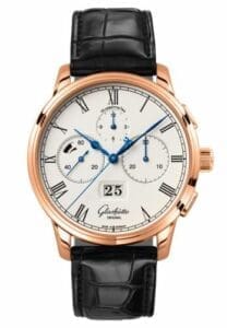 Glashütte Original Senator Chronograph Panorama Date Red Gold / Silver / Alligator / Folding 1-37-01-01-05-50