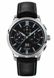 Glashütte Original Senator Chronograph Panorama Date Stainless Steel / Black / Calf / Folding 1-37-01-03-02-35