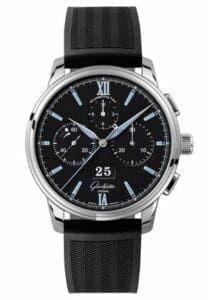 Glashütte Original Senator Chronograph Panorama Date Stainless Steel / Black / Rubber / Folding 1-37-01-03-02-33